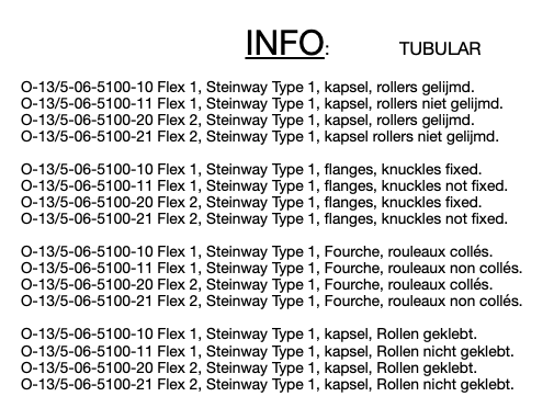 Taffijn WN&G Steinway Type 1 hamerstelen +kapsel Taffijn WN&G Steinway Type 1 hamerstelen +kapsel