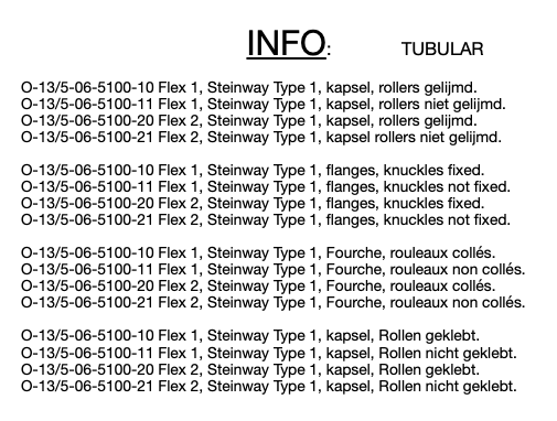 Taffijn WN&G Steinway Type 1 hamerstelen +kapsel