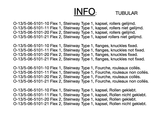 Taffijn WN&G Steinway type 2 hamerstelen + kapsel